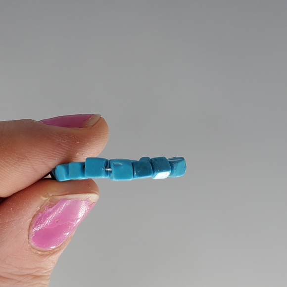 Turquoise and Red Plastic Circle Earrings and Turquoise Handmade Ring Set - Picture 9 of 9